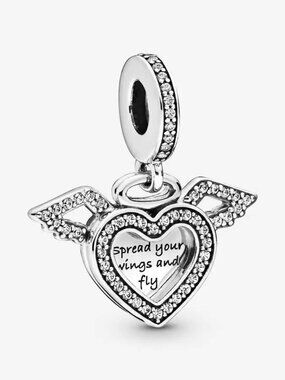 Pandora Heart and Angel Wings Dangle Charm
